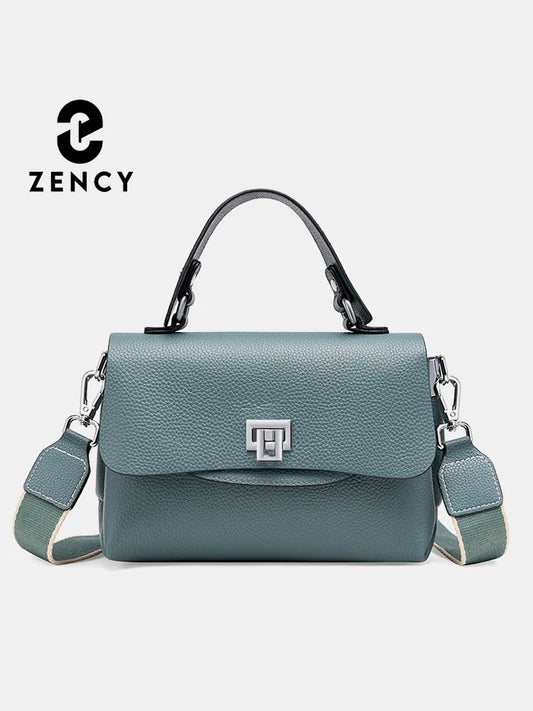 Sac à main Zency pour femme en cuir véritable avec poignée supérieure, style enveloppe simple et tendance, sac à bandoulière de marque de luxe, petit sac bandoulière croisé pour femme