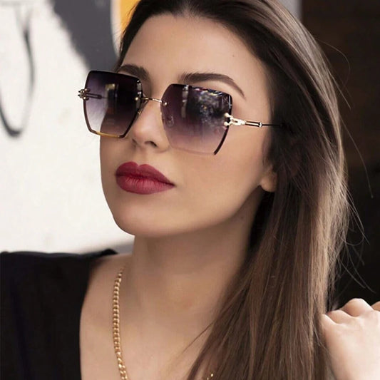 Lunettes de soleil oversize sans monture tendance 2026 pour femmes, design de marque de luxe célèbre, style vintage sexy pour dame, style estival, lunettes de soleil