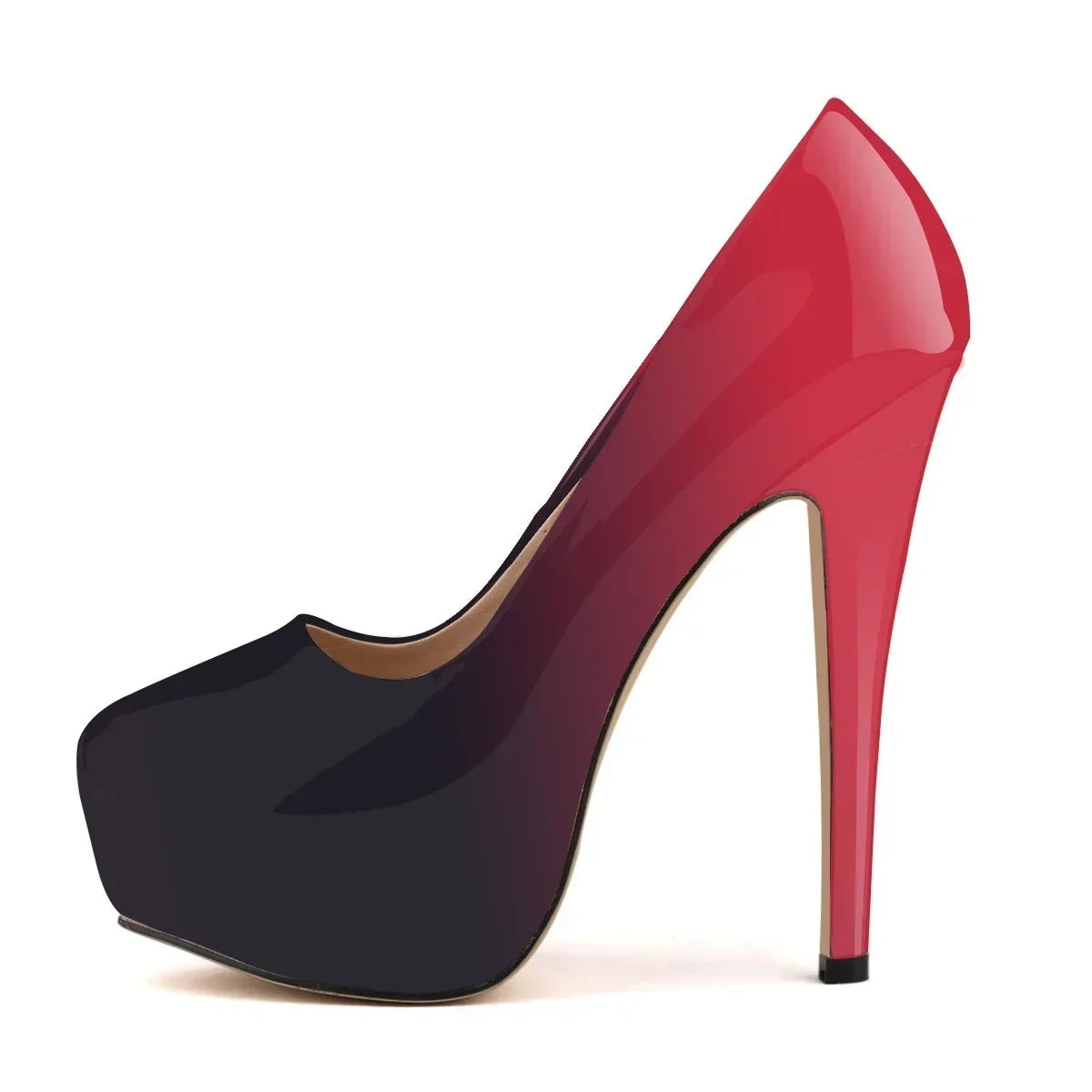 LOSLANDIFEN Escarpins à talons hauts pour femmes 14 cm, bout rond, stilettos, talons femme sexy, chaussures de mariage rouges pour dames, talons plateforme noirs