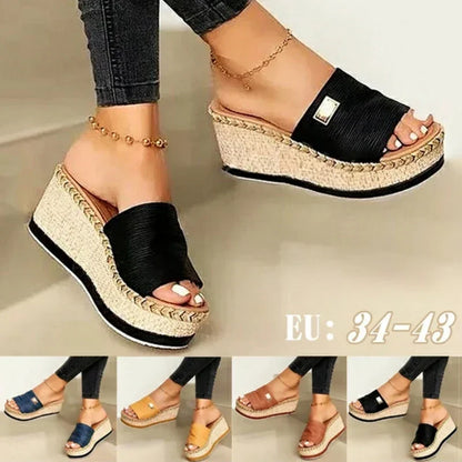 Sandales à talons hauts pour femmes, pantoufles décontractées à semelle épaisse pour dames, nouvelles sandales compensées d’été, chaussures féminines, mules à plateforme pour femmes, pantoufles.