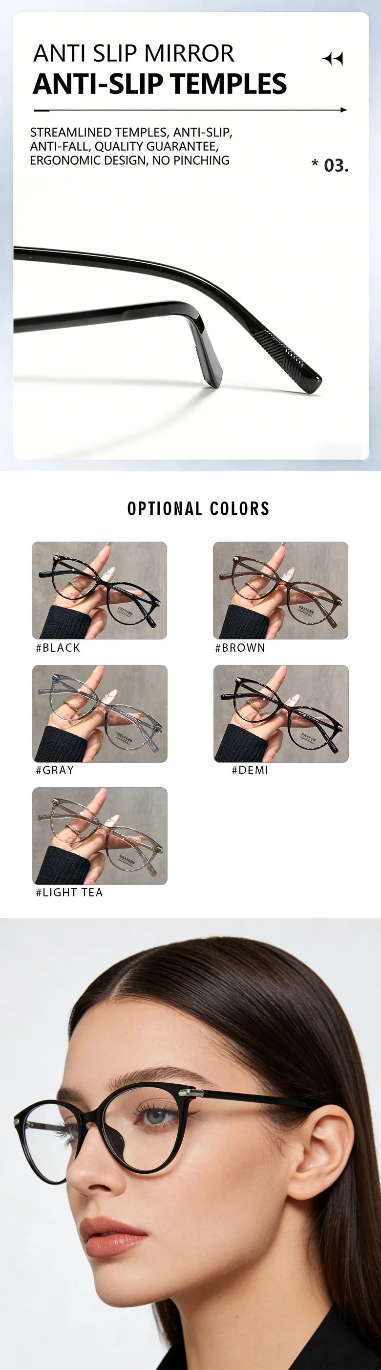 KANSEPT Lunette Lunettes de myopie pour femmes Lentilles optiques pour femmes avec prescription personnalisée Lunettes de vue Lunettes de lecture Lunettes femme degré