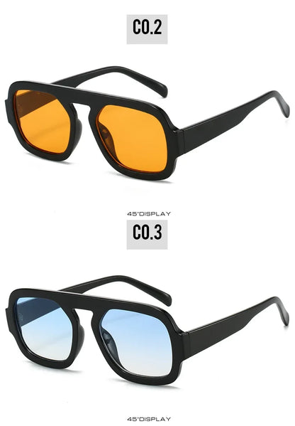 JNPCXI Lunettes de soleil carrées rétro pour femmes, design de marque tendance, verres dégradés UV400, lunettes de soleil punk pour hommes