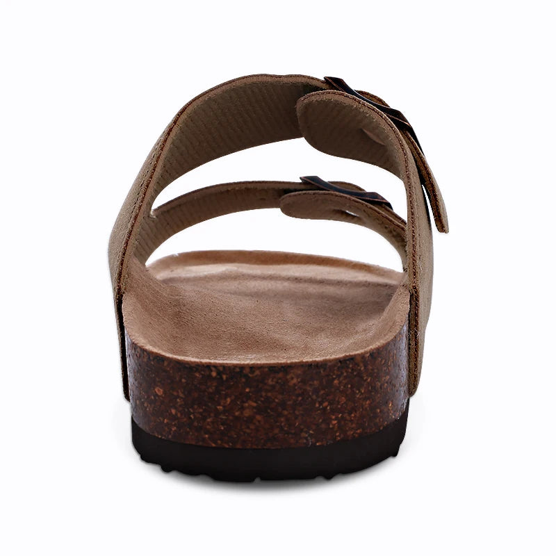 Mules en daim pour femmes Comwarm Fashion, pantoufles, sabots pour hommes, sandales à semelle intérieure en liège avec soutien de la voûte plantaire, claquettes d’extérieur pour la plage, chaussures d’intérieur