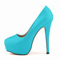 LOSLANDIFEN Escarpins à talons hauts pour femmes 14 cm, bout rond, stilettos, talons femme sexy, chaussures de mariage rouges pour dames, talons plateforme noirs