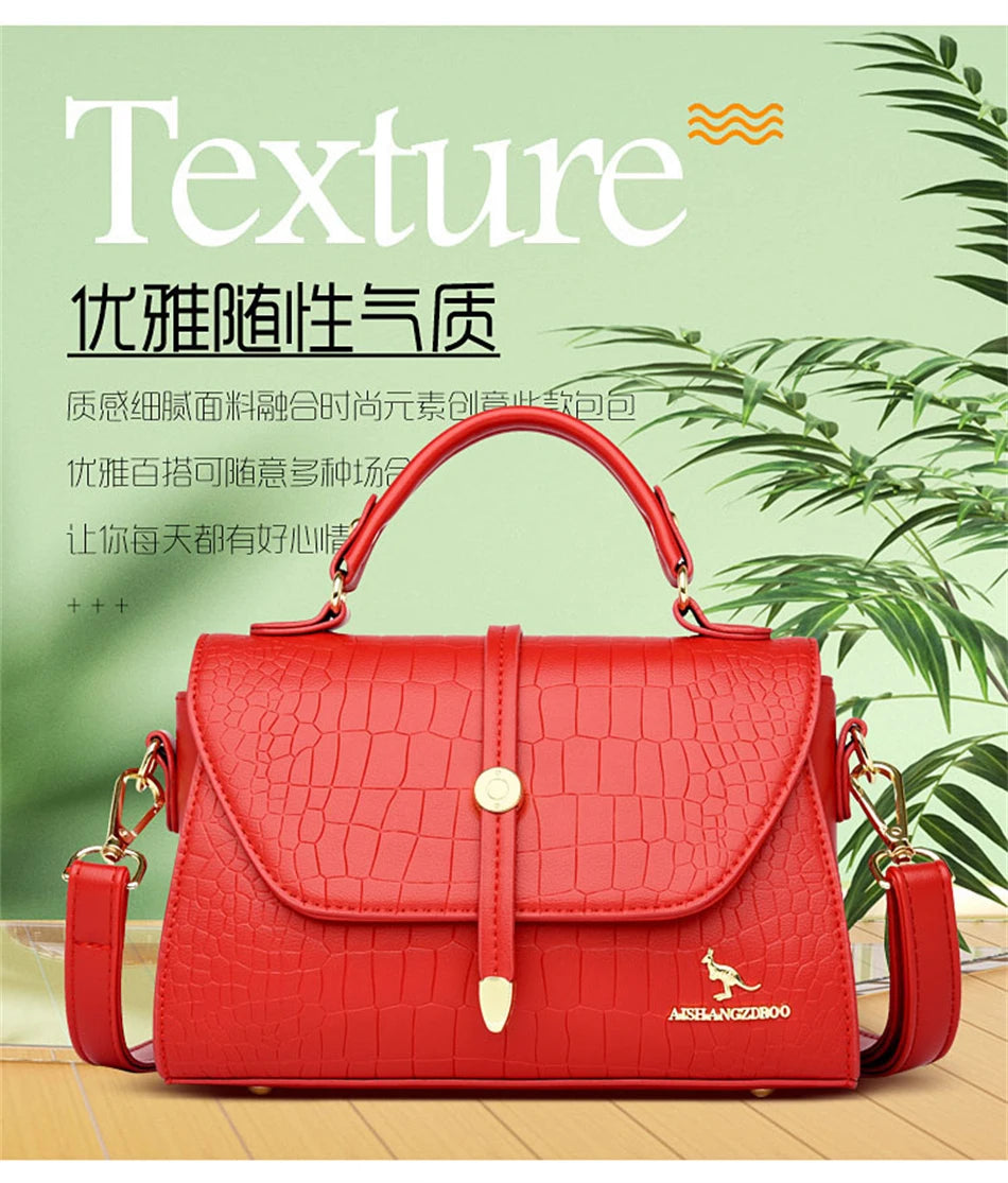 Sacs bandoulière en cuir crocodile 2024 pour femmes, sacs messager d’épaule pour femme, sacs à main et porte-monnaie de luxe de créateur pour dames.