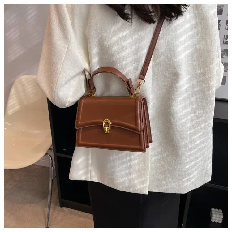Sac à bandoulière en cuir PU pour femmes, sac à main, sac bandoulière tendance, sac vintage porté sous le bras, cartable carré