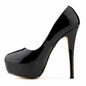 LOSLANDIFEN Escarpins à talons hauts pour femmes 14 cm, bout rond, stilettos, talons femme sexy, chaussures de mariage rouges pour dames, talons plateforme noirs