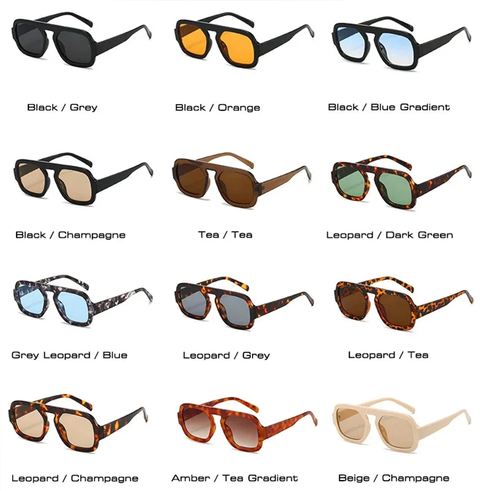 JNPCXI Lunettes de soleil carrées rétro pour femmes, design de marque tendance, verres dégradés UV400, lunettes de soleil punk pour hommes