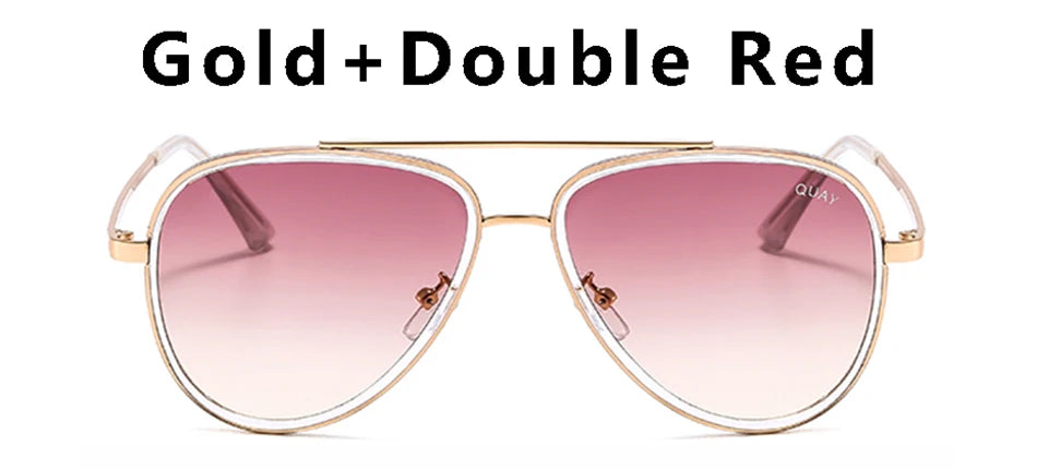 Lunettes de soleil aviateur de marque de mode pour femmes, vintage, de créateur, tout-en-un, lunettes de soleil pour femmes, rétro, monture en alliage, lunettes Quay UV400