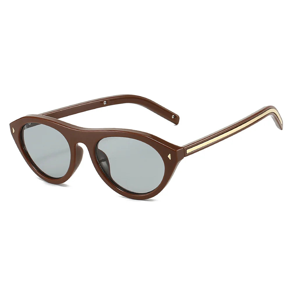 lunettes de soleil vintage petites rondes œil-de-chat pour femmes, nouvelle mode à rivets, sexy, noires léopard, lunettes de soleil tendance pour dames, lunettes d’extérieur modernes