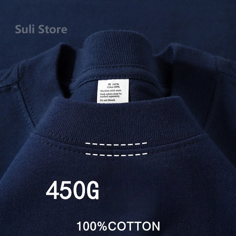 T-shirts unisexes 100 % coton 450 g de haute qualité T-shirts blancs T-shirt vierge d’été pour homme T-shirts pour homme