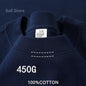 T-shirts unisexes 100 % coton 450 g de haute qualité T-shirts blancs T-shirt vierge d’été pour homme T-shirts pour homme