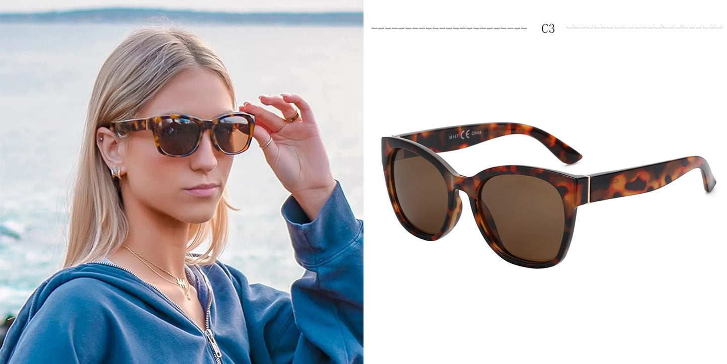 Lunettes de soleil polarisées œil de chat ZENOTTIC Fashion pour femmes - Lunettes de soleil surdimensionnées avec protection UV400, style rétro et design créateur