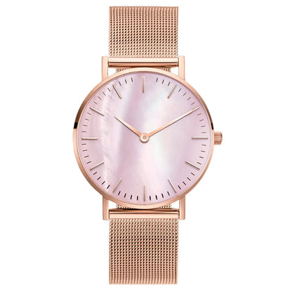 Montres pour femmes tendance de luxe à quartz en alliage pour femme, bracelet en maille métallique, montre simple pour femme, horloge féminine, montre femme
