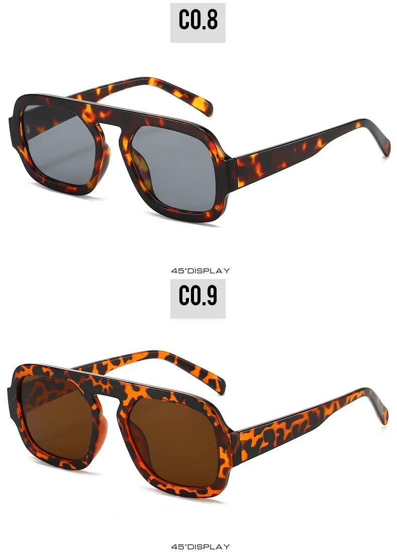 JNPCXI Lunettes de soleil carrées rétro pour femmes, design de marque tendance, verres dégradés UV400, lunettes de soleil punk pour hommes