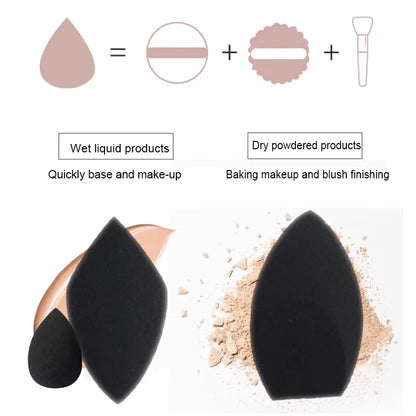 Lot de 2 éponges de maquillage noires en forme d’œuf Beauty Sponge - Sans latex, réutilisables, pour un fond de teint, un contouring et un illuminateur impeccables