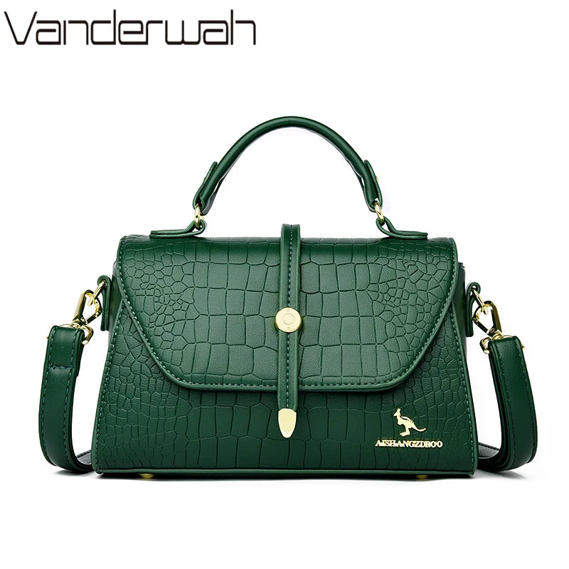 Sacs bandoulière en cuir crocodile 2024 pour femmes, sacs messager d’épaule pour femme, sacs à main et porte-monnaie de luxe de créateur pour dames.