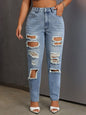 Mode européenne et américaine, jeans délavés et déchirés polyvalents et décontractés, nouveaux pantalons femme printemps-été à jambes étroites. Jeans 9 pouces
