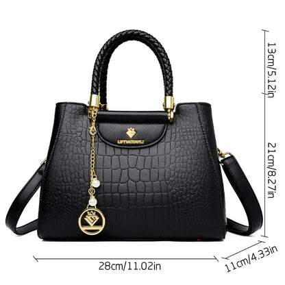 Sac à main élégant à poignée tressée pour femmes, sac à poignée supérieure en cuir de haute qualité, sac bandoulière et porté épaule pour dames, cabas décontracté de qualité