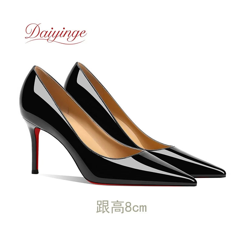 Chaussures pour femme tendance 2026 de luxe à semelles rouges, talons hauts, escarpins à bout pointu et talons aiguilles de 12 cm, confortables pour soirées, robes de cérémonie et mariages.