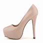 LOSLANDIFEN Escarpins à talons hauts pour femmes 14 cm, bout rond, stilettos, talons femme sexy, chaussures de mariage rouges pour dames, talons plateforme noirs