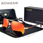 AOWEAR Lunettes d’aviation pour homme, lunettes de soleil polarisées miroir HD pour homme, lunettes de pilote pour la conduite, lunettes de soleil homme