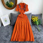 Robe longue en maille mode vintage de la marque YuooMuoo, col rabattu, élégante, à simple boutonnage, coupe trapèze, robe chemise longue pour femme, robes