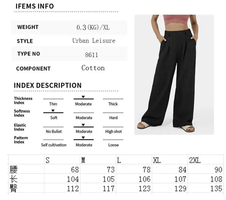 Pantalons pour femmes Pantalons pour femmes à taille haute et jambes larges Pantalons décontractés amples Pantalons droits pour dames de bureau Mode coréenne Pantalons élégants
