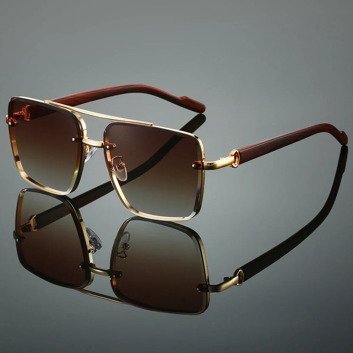 KAMMPT Fashion Lunettes de soleil rétro carrées en métal pour femme, design original de marque, lunettes de conduite nouvelles à double pont style pilote