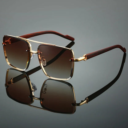 KAMMPT Fashion Lunettes de soleil rétro carrées en métal pour femme, design original de marque, lunettes de conduite nouvelles à double pont style pilote