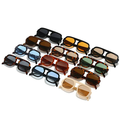 JNPCXI Lunettes de soleil carrées rétro pour femmes, design de marque tendance, verres dégradés UV400, lunettes de soleil punk pour hommes