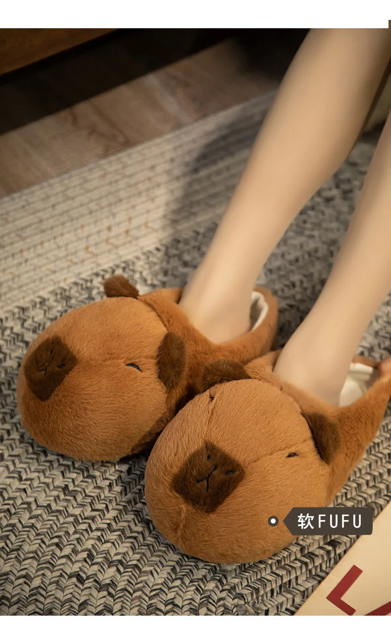 Pantoufles hamster câlines et mignonnes pour femmes, hiver automne, en peluche chaude, chaussures nuage pour chambre, pantoufles familiales pour femme, pantoufles animaux kawaii