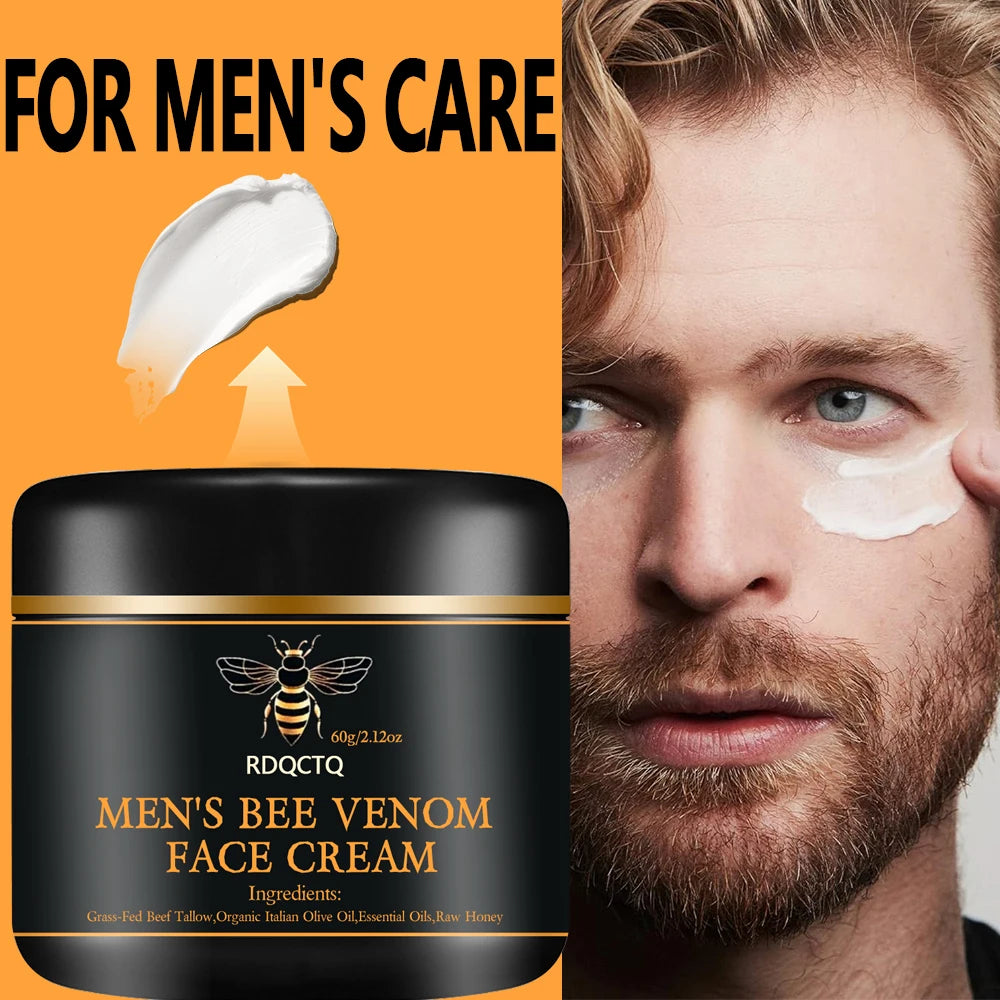 Crème visage anti-rides au venin d’abeille pour hommes RDQCTQ, raffermissante et liftante, anti-âge, atténue les ridules, hydratante, soin de la peau