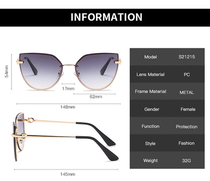 Lot de 2 lunettes de soleil pour femmes à grande monture, lunettes de soleil œil de chat dégradées pour femmes, protection UV pour extérieur, lunettes de créateur