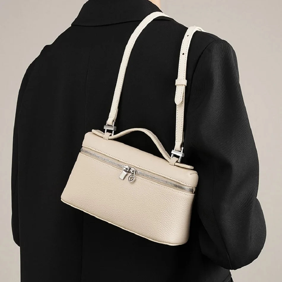 Sac à bandoulière en grain de litchi au style haut de gamme et de niche, mode simple, type boîte à lunch pour femme, exquis mini sac à main porté main et en bandoulière