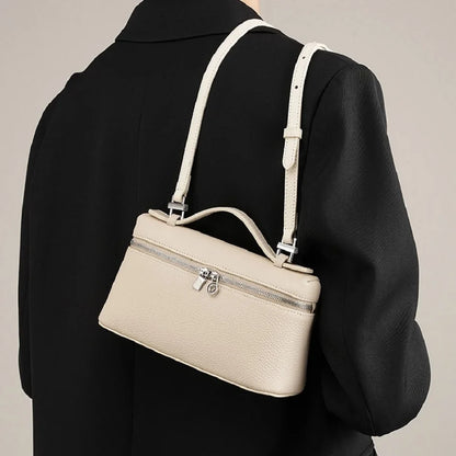 Sac à bandoulière en grain de litchi au style haut de gamme et de niche, mode simple, type boîte à lunch pour femme, exquis mini sac à main porté main et en bandoulière