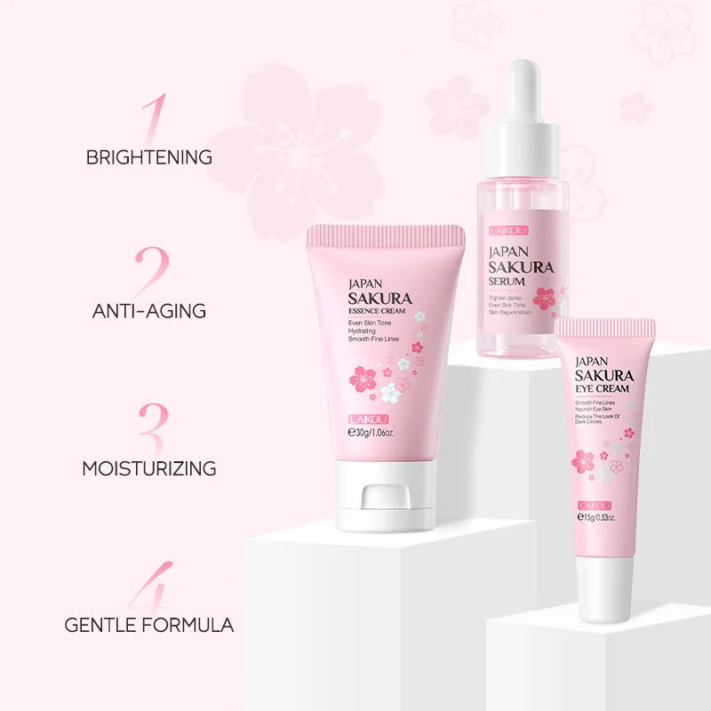 Ensemble de soins de la peau à la vitamine C LAIKOU 3 pièces : crème pour le visage, sérum et crème contour des yeux, hydratant, anti-rides, kit de soins du visage
