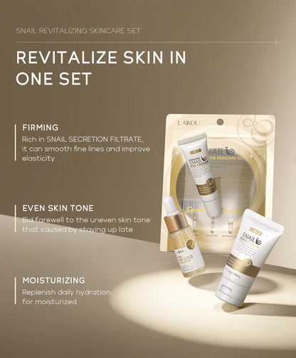Ensemble de soins de la peau à la vitamine C LAIKOU 3 pièces : crème pour le visage, sérum et crème contour des yeux, hydratant, anti-rides, kit de soins du visage
