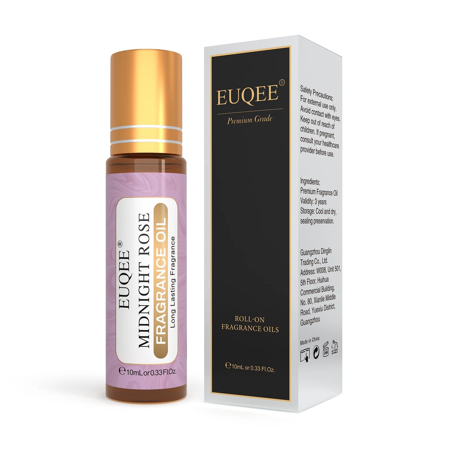 EUQEE 10 ml Huile de parfum à bille pour femmes – huiles aromatiques Coconut Vanilla, Bubble Gum, Bright Crystal, Bombshell, Midnight Rose, Angel