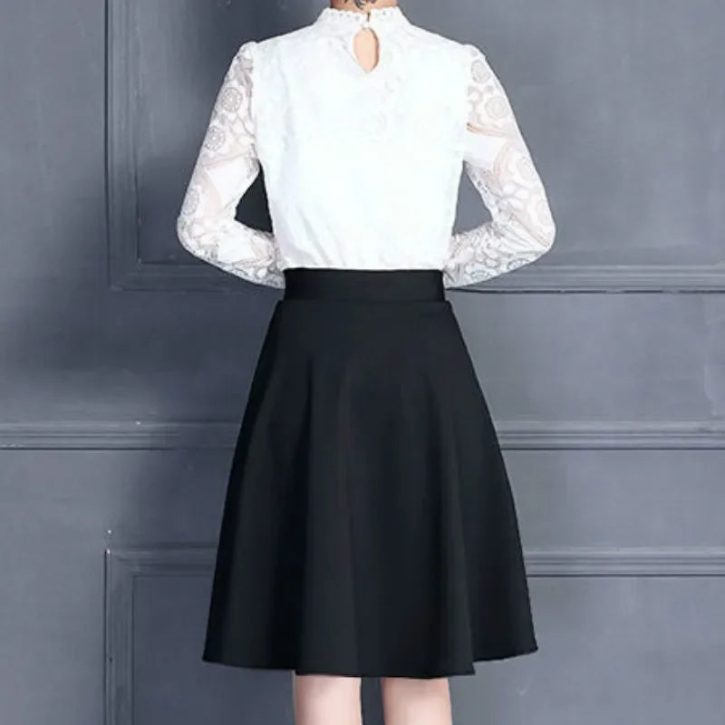 Jupes pour femmes populaires M-3XL jupe mi-longue plissée unie avec poches, taille élastique, tendance, facile à assortir, style femme de bureau, douce pour la peau, élégante
