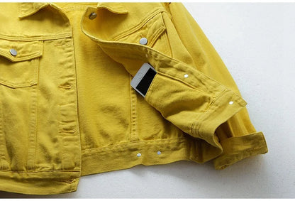 Veste en jean classique pour femmes Jeans 2023 vestes en jean boyfriend pour femmes manteau oversize ample veste femme violet blanc jaune femme