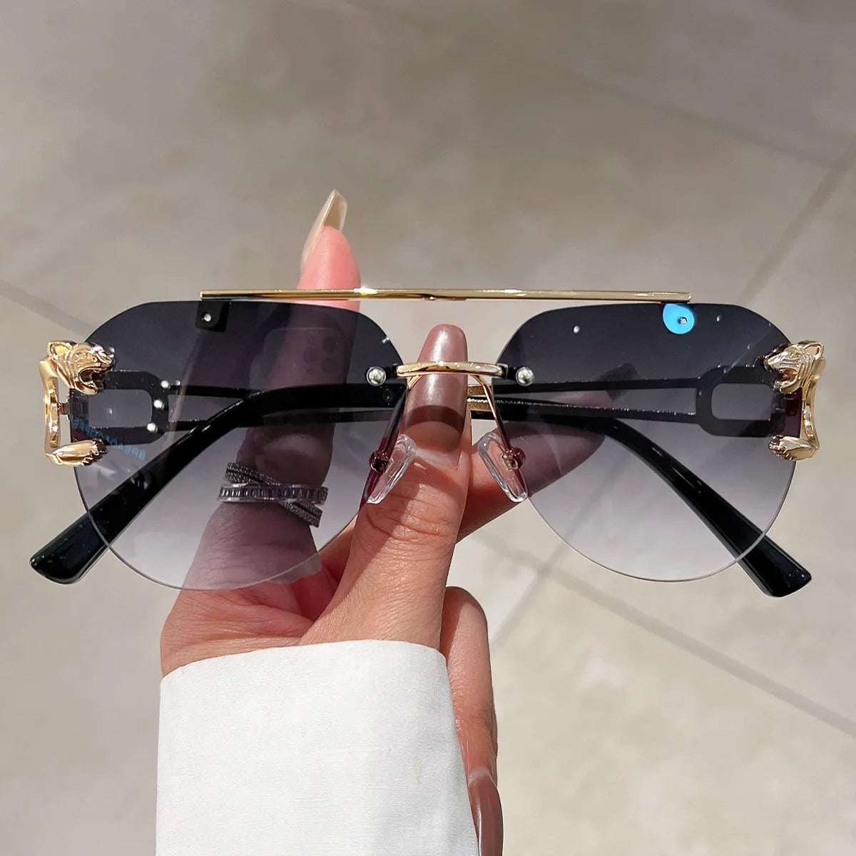 Lunettes de soleil 2023 pour femmes de luxe sans monture, lunettes vintage tendance, lunettes surdimensionnées, shades de soleil femme, gafas de sol mujer, lentes
