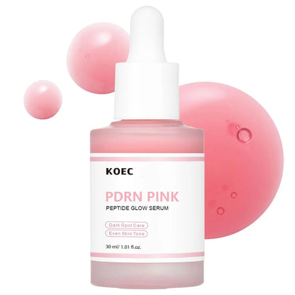 Sérum facial éclat rose PDRN aux peptides roses KOEC 30 ml, soin des taches brunes, unifie le teint, améliore l’élasticité, lisse et raffermit, adénosine
