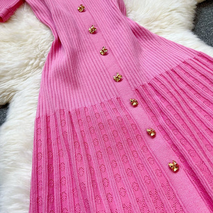 Marque YuooMuoo Fashion robe longue tricotée élégante à patchwork printemps été pour femmes, robe-chemise en pull de luxe, robe de fête pour femme Vestido