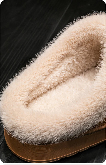 Pantoufles duveteuses pour femmes à la mode pour l’automne et l’hiver, semelle épaisse en EVA antidérapante et chaude, pantoufles unisexes d’intérieur pour l’hiver