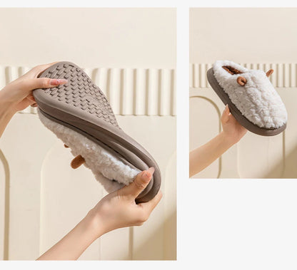 Pantoufles d’hiver pour femmes - Chaussons doublés en polaire pelucheuse, chaussons chauds en coton pour l’intérieur/l’extérieur avec semelle antidérapante