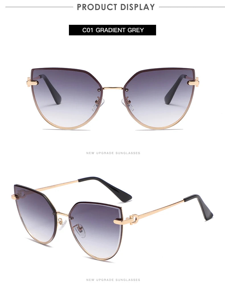 Lot de 2 lunettes de soleil pour femmes à grande monture, lunettes de soleil œil de chat dégradées pour femmes, protection UV pour extérieur, lunettes de créateur