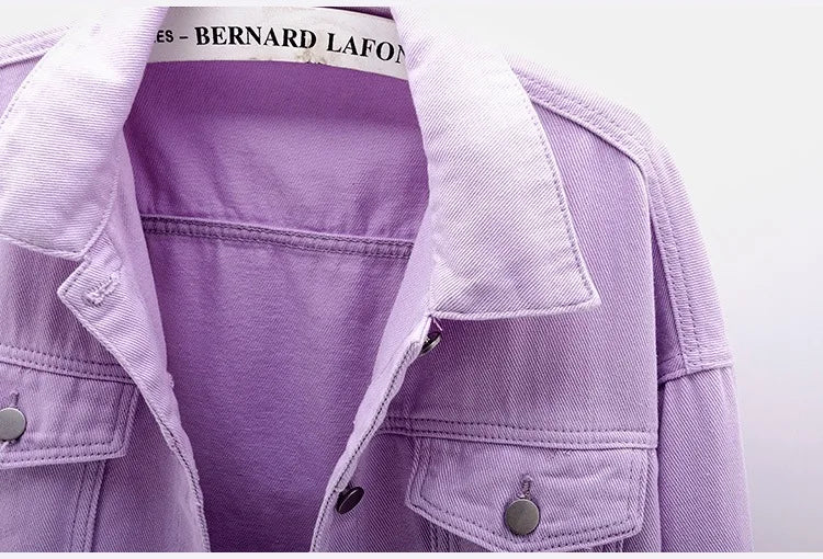 Veste en jean classique pour femmes Jeans 2023 vestes en jean boyfriend pour femmes manteau oversize ample veste femme violet blanc jaune femme