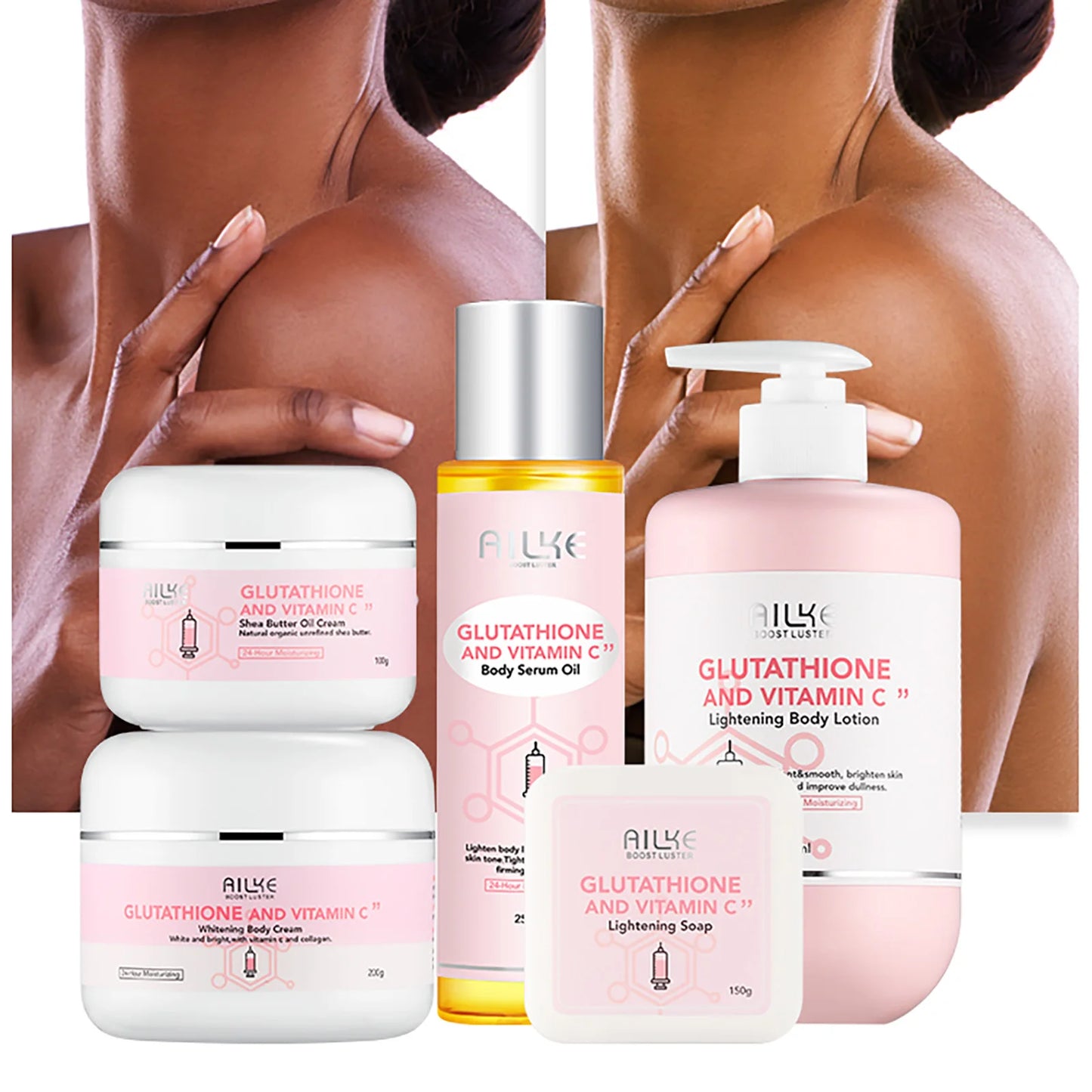 Crème de soin éclaircissante pour la peau AILKE, lotion éclaircissante, élimine les taches foncées avec glutathion, beurre de karité, crème corporelle hydratante