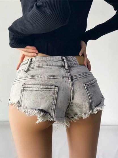 Short en jean d'été pour femmes taille basse, short en jean extensible, hot pants, design triangle sexy, rehausseur de fesses, streetwear décontracté DURIKIES